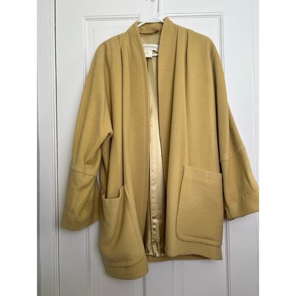 Vintage Escada Angora Wool Cashmere Blend Coat Jacket Yellow Women's S EU 36 - Picture 1 of 11